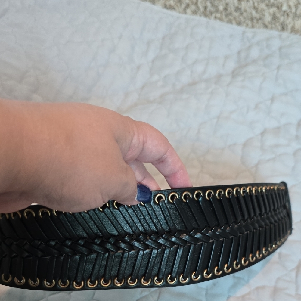 Black Woven Belt with Gold Accents